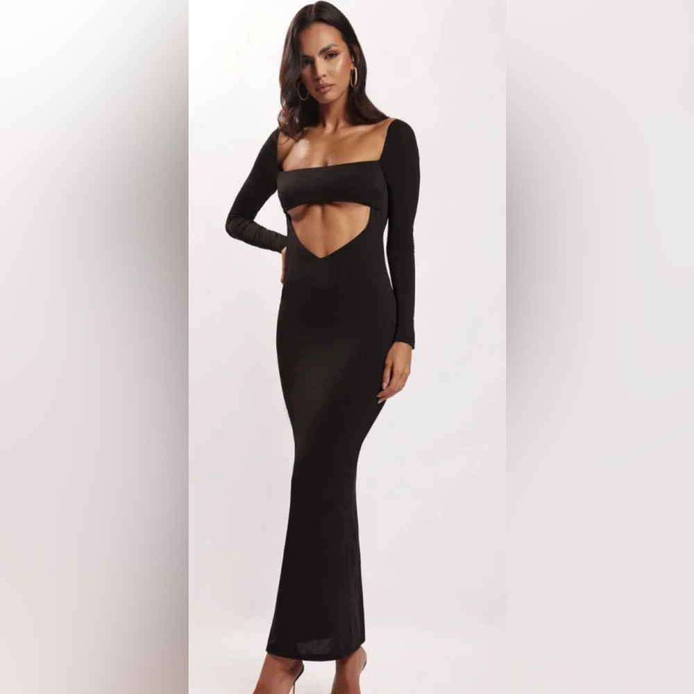 Meshki Black Long Sleeve Cutout Maxi Dress